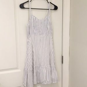 White dress with light blue stripes